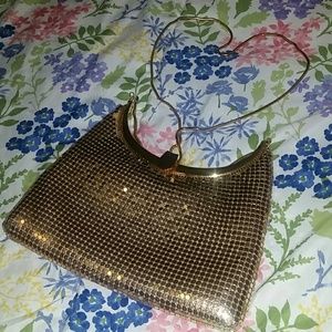 Metal gold cross body bag